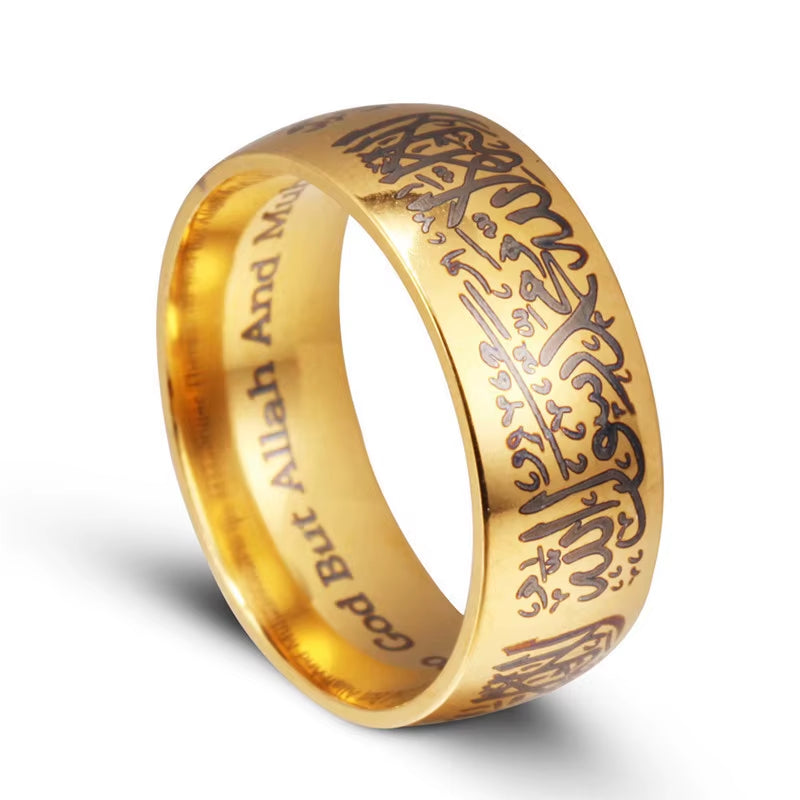 Trendy Titanium Steel Quran Messager Rings Muslim Religious Islamic Halal Words Men Women Vintage Bague Arabic God Ring