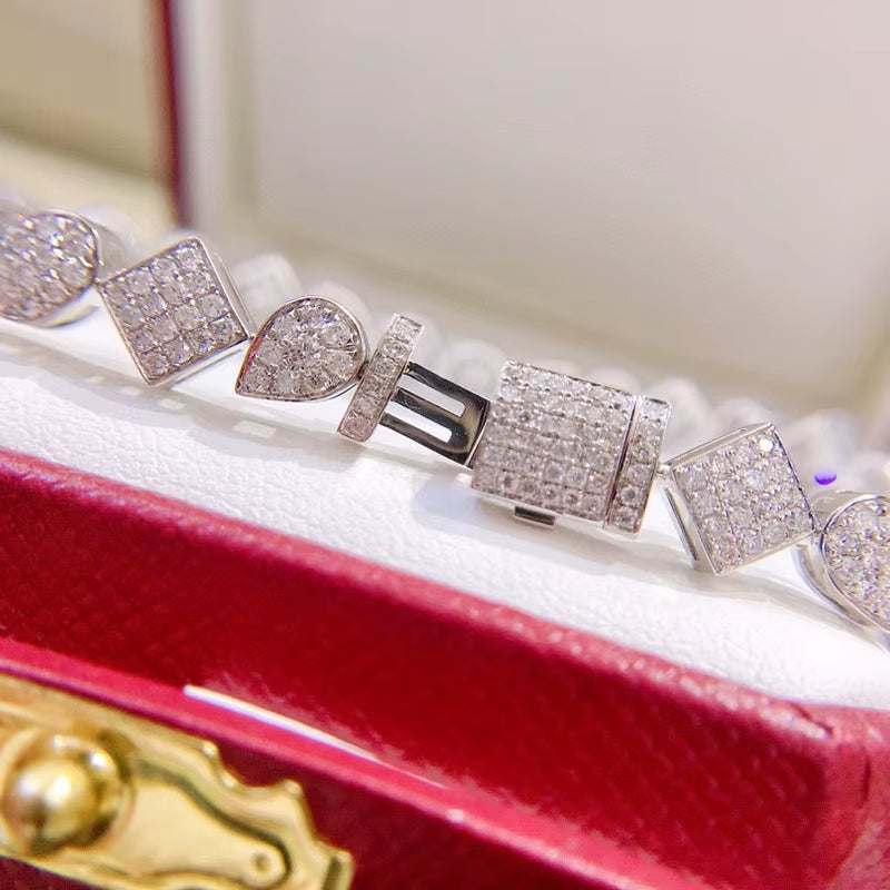 Aazuo Luxury Jewelry 18K Gold Real Diamond 2.2Ct Irregular Shape Bangle for Woman Upscale Trendy Wedding Engagement Party Luxury