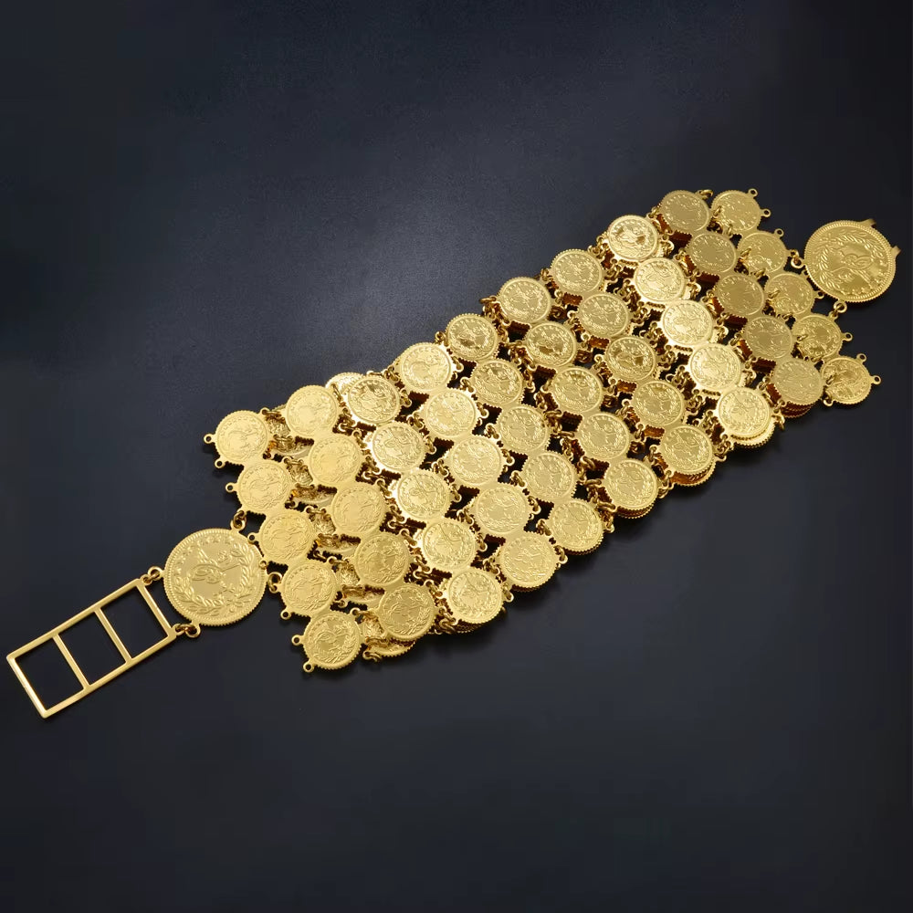 Belly Chains for Women Gold Color Turkish Coins Belt Jewelry Middle East Oman Iraq Kurdish Kurdistan #121501