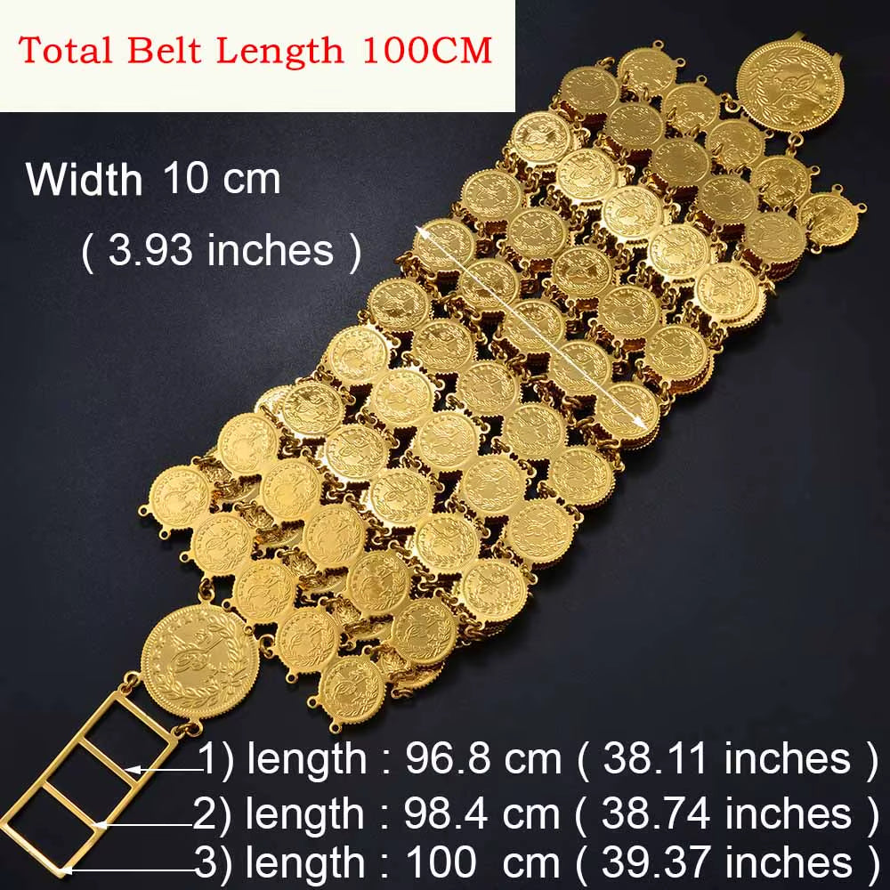 Belly Chains for Women Gold Color Turkish Coins Belt Jewelry Middle East Oman Iraq Kurdish Kurdistan #121501