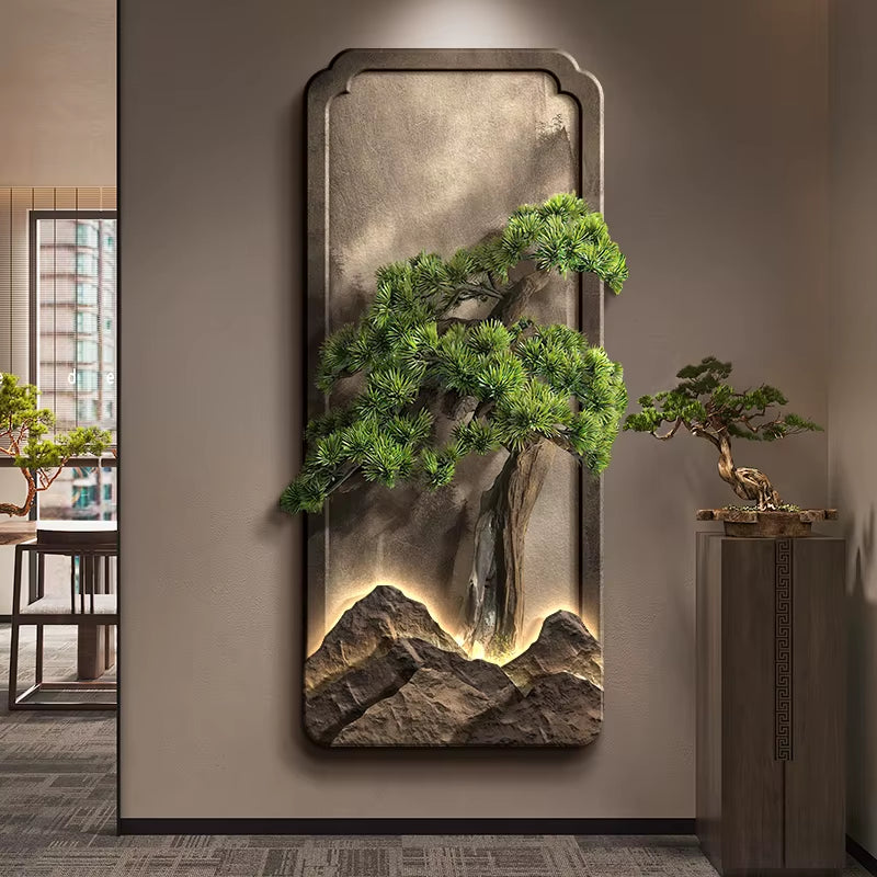 Chinese Style Entrance Decoration Painting, Vertical Landscape Painting, Corridor Hanging Painting, High-End Door Wall Lamp