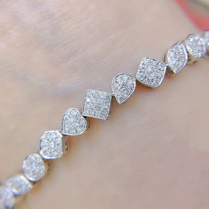 Aazuo Luxury Jewelry 18K Gold Real Diamond 2.2Ct Irregular Shape Bangle for Woman Upscale Trendy Wedding Engagement Party Luxury