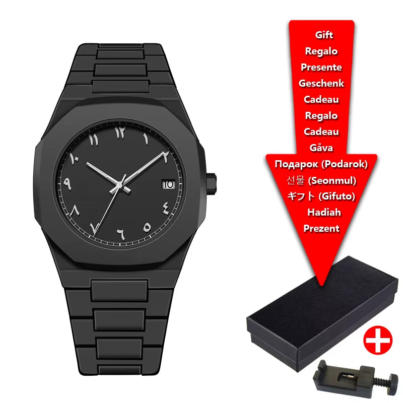 Middle Eastern Arabic Numeral Dial Calendar Business Men'S Watch Casual Lightweight Waterproof Plastic Quartz Women'S Watch