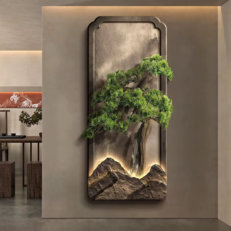Chinese Style Entrance Decoration Painting, Vertical Landscape Painting, Corridor Hanging Painting, High-End Door Wall Lamp